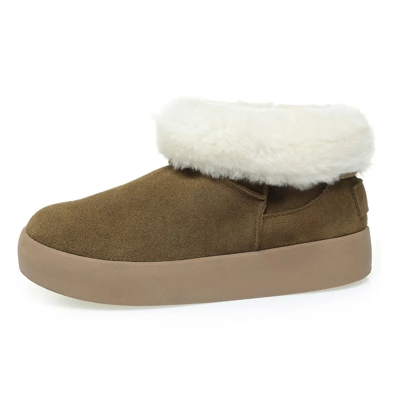 AIYUQI Snow Boots Female Genuine Leather 2024 New Winter Ankle Boots Women Flat Non Slip Natural Wool Warm Boots Women