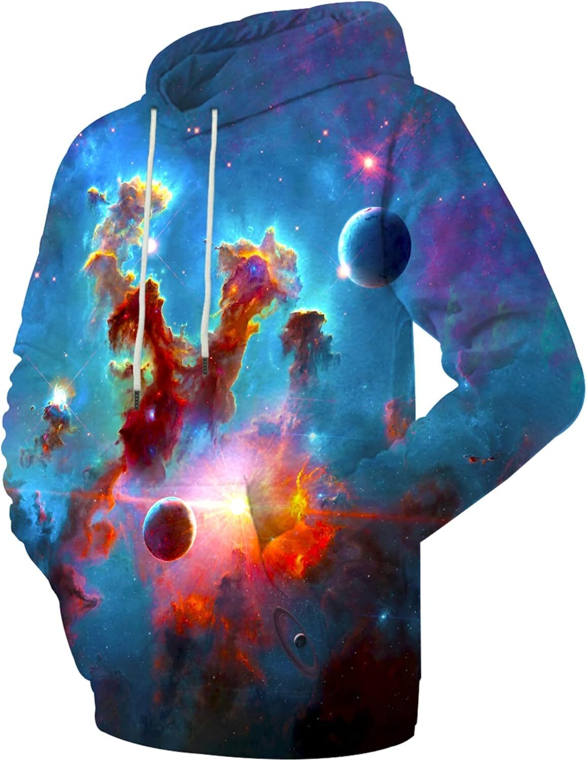Hoodie for Mens Unisex Realistic 3D Print Galaxy Pullover with cool Big Pockets Graphic Hip hop style fashion cool keep warm