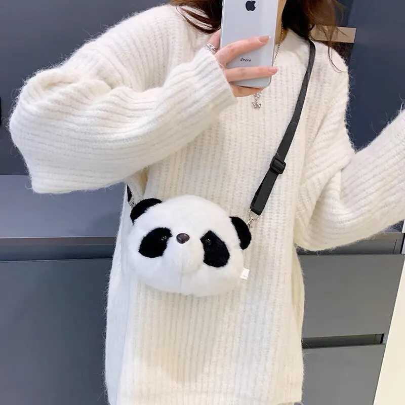 Cute Plush Crossbody Bag Panda Backpacks One Shoulder Diagonal Wallet Stuffed Animals Toy Coin Purse Kids Birthday Gift LX241104