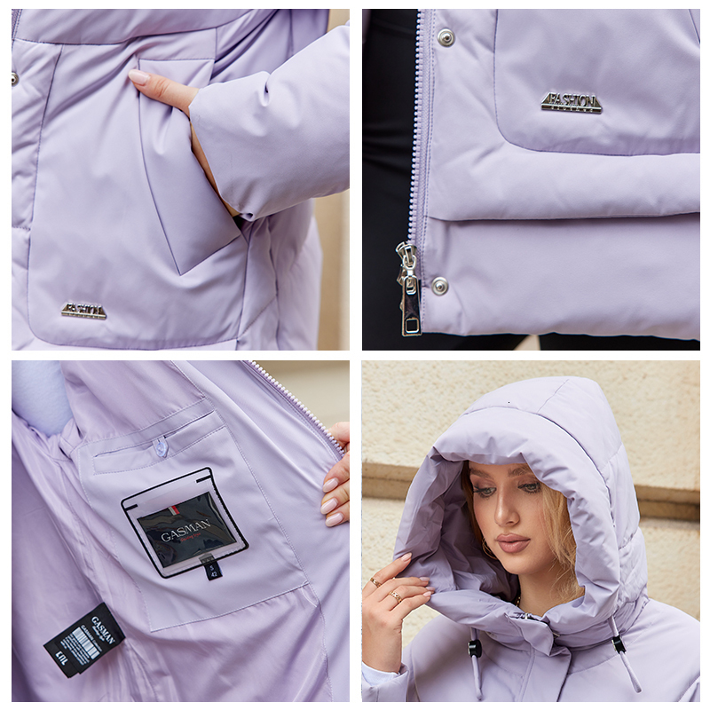 GASMAN 2023 New Coats Women Winter Down Jacket Classic Design Zipper Fleece Pocket Female Elegant Parkas 83284