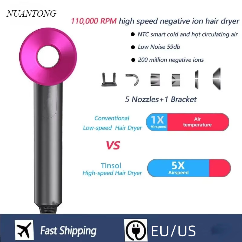 Professional Bladeless Constant Temperature Negative Ion Attachment 5 Household Powerful Styg Hair Dryer