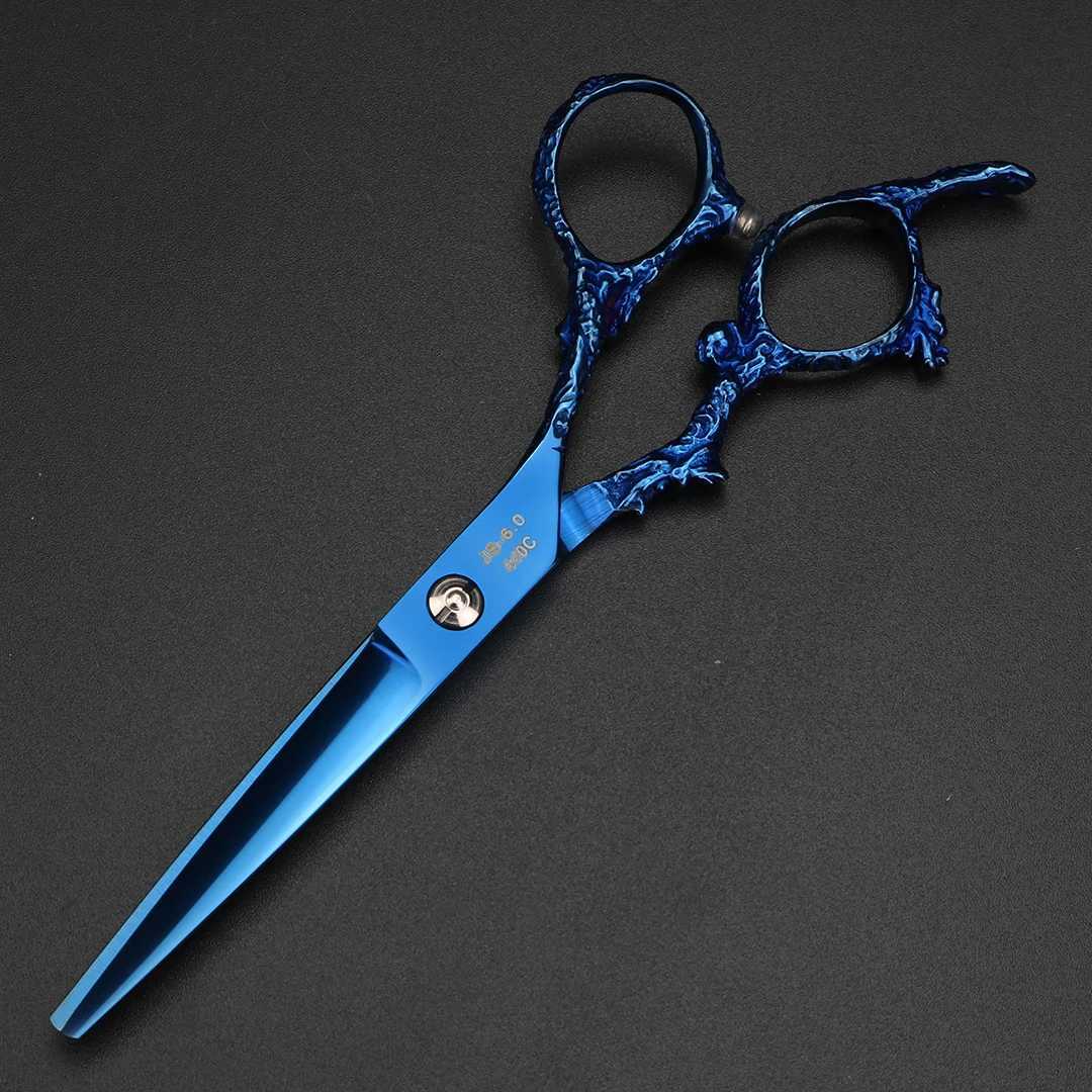 Blue Dragon Handle 6-inch Japanese 440C Steel Hair Scissors barber Cutting scissors and thinning scissorsXJ241104