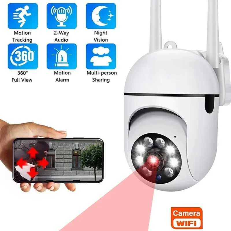 Camera P WiFi Camera He PTZ IP Camera Color Night Au Wireless Surveillance Camera Auto He Tracking Security CCTV Camera Z241104