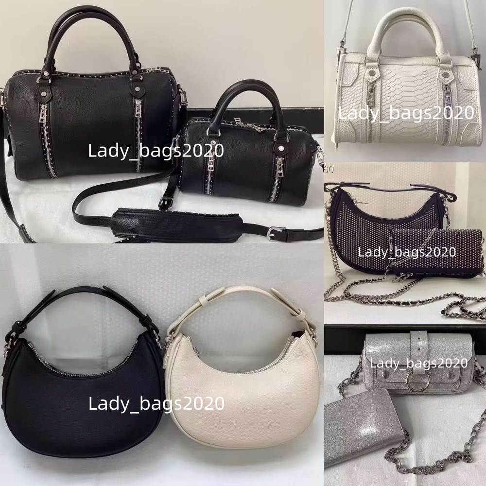 Women Chains Half Moon Bags MOONROCK Designer Pillow Bag Wings Abrasive Leather Woman Shoulder Bag Rivet Handbag Crossbody Purse Chain Handbags