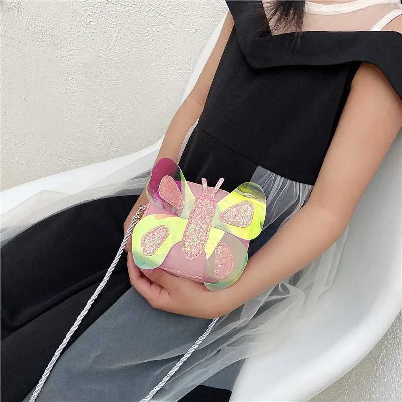 2024 Early Spring New Childrens Bags Cute Butterfly Girls Coin Purse Baby Shoulder Messenger Princess Bag Kids Bags for Girls LX241104