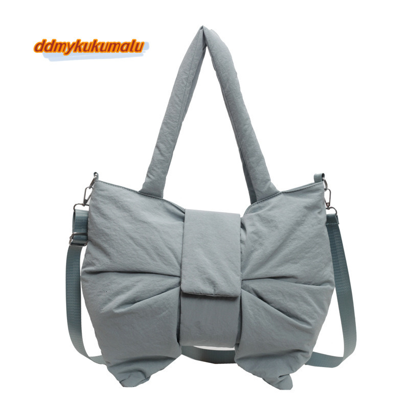 2024 new minimalist canvas one shoulder bag, cute and exquisite bow tie, niche crossbody commuting tote bag #31 kukumalu