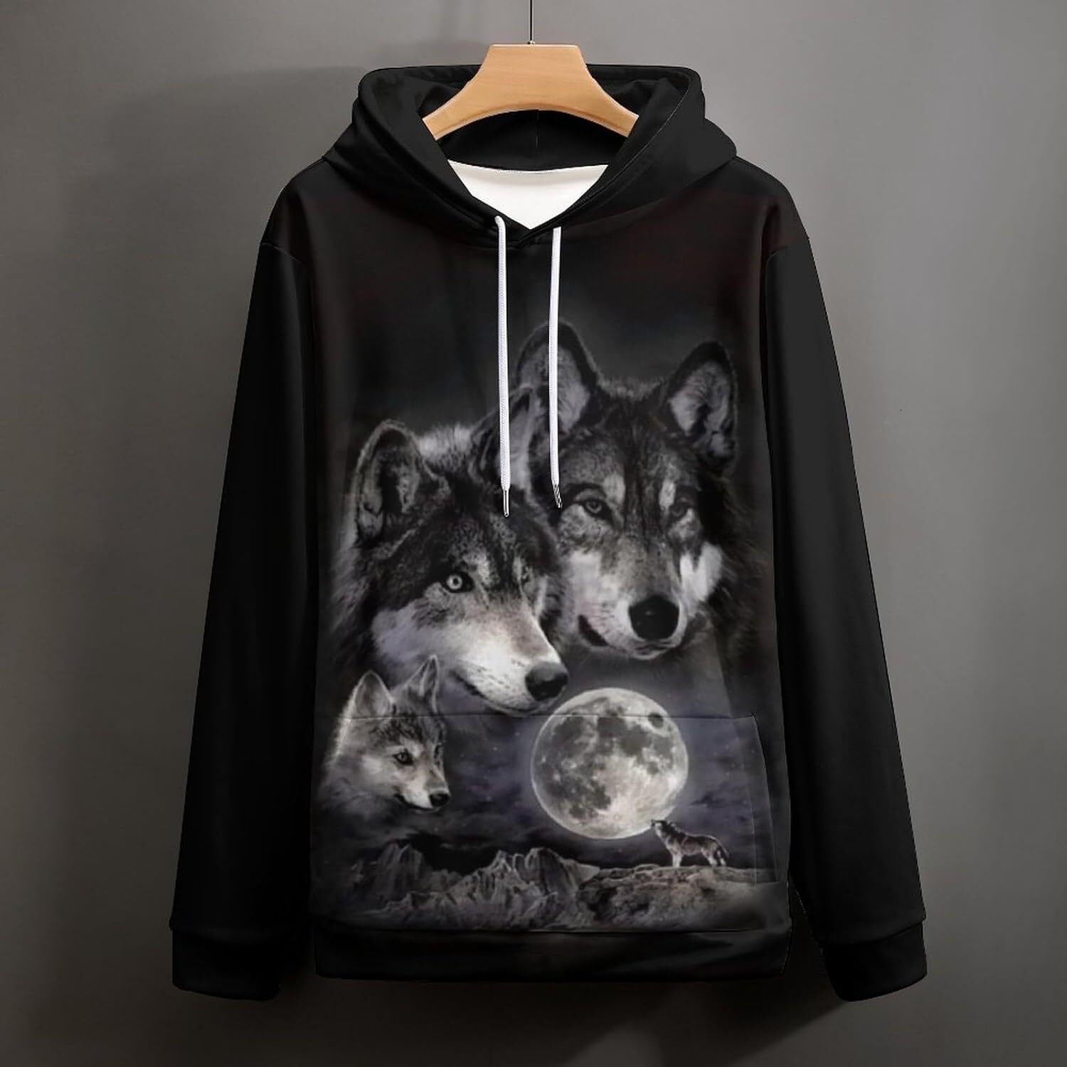 Hoodie for Mens fashion 3D Print Wolf Graphic Hooded Sweatshirts Hoodies Novelty Pullover Graphic Hip-hop cool