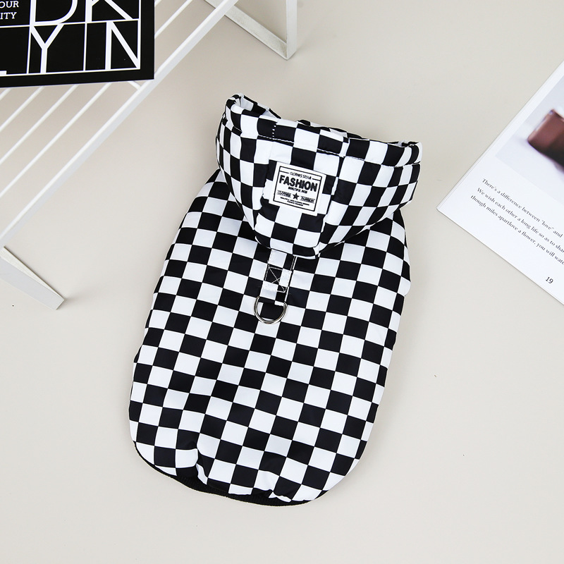 Dog Cotton Padded Coat Fashion Design Plaid Pattern Dog Clothes for Small Medium Sizes Autumn Winter Pet Two Legs Clothes
