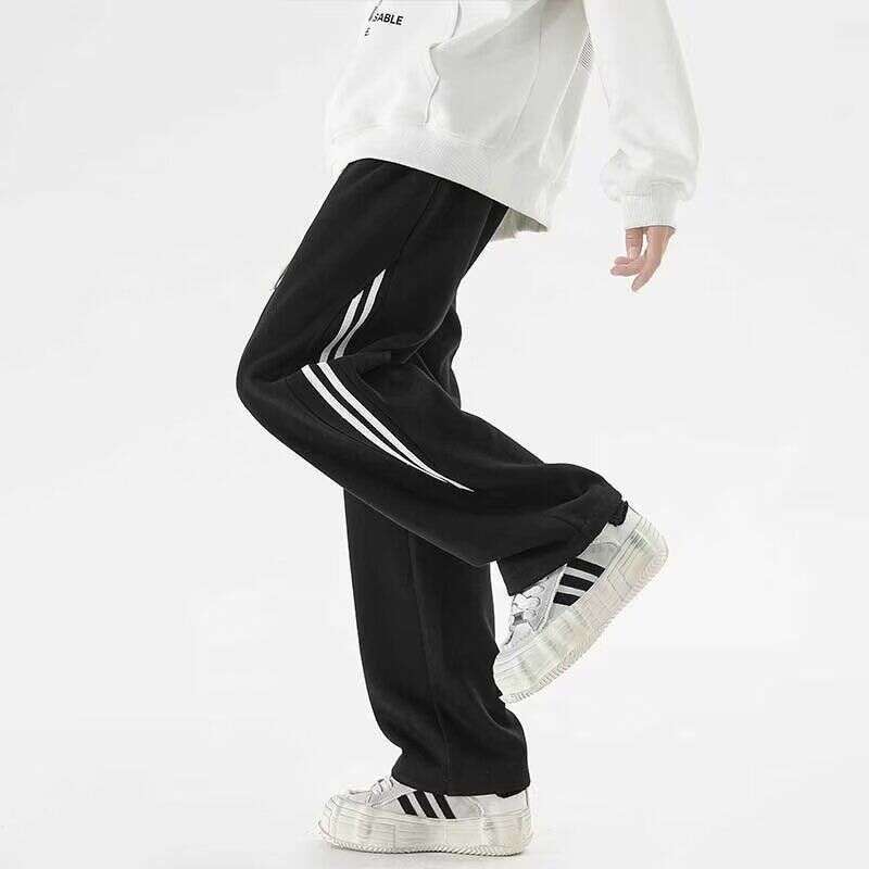 shanshi three stripes pants Grey sports for men in spring autumn 2024 new three bar contrasting color guard pants rugged and handsome straight leg len