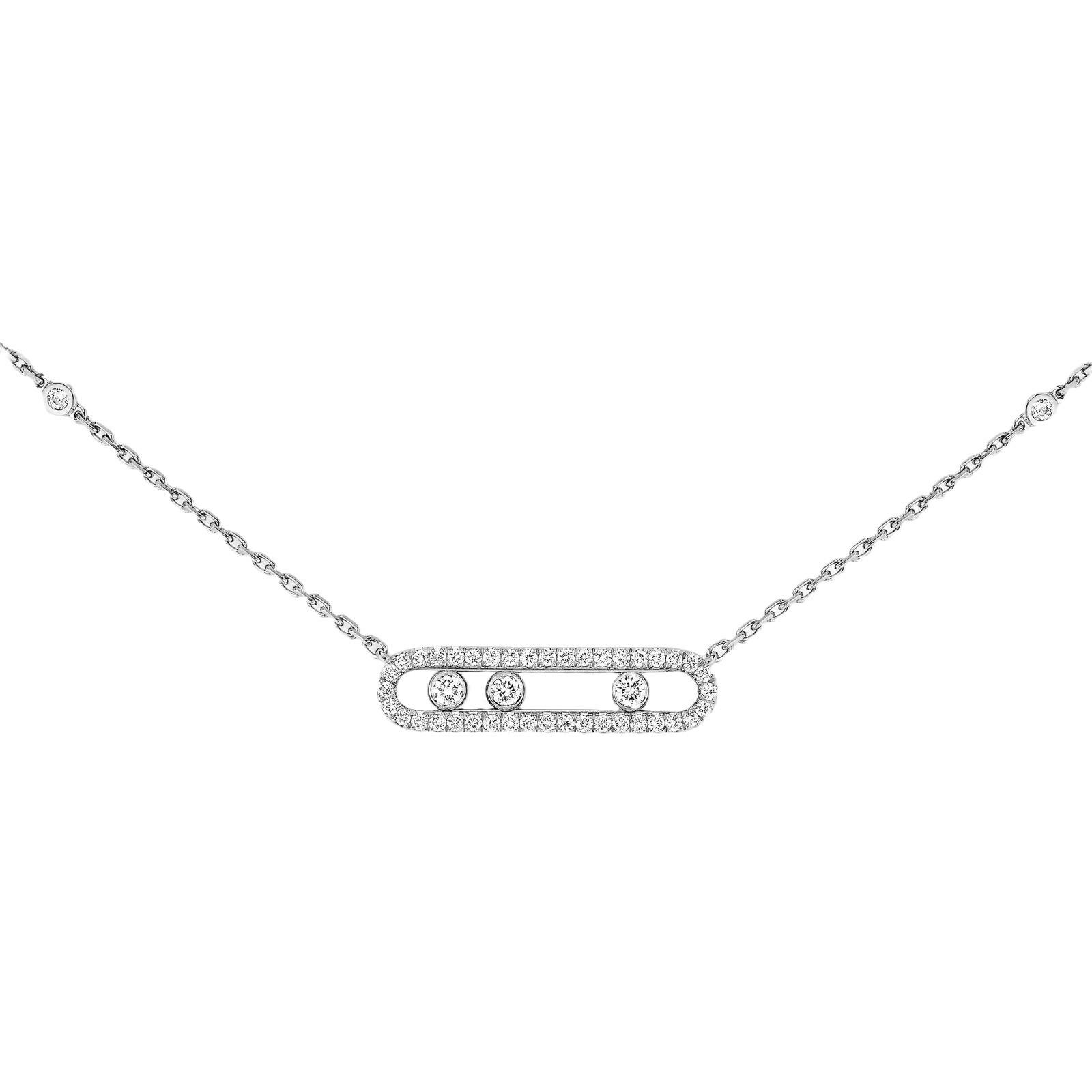 High version three trumpet sliding full diamond necklace niche all-in-one high sense geometric designer pendant jewelry women