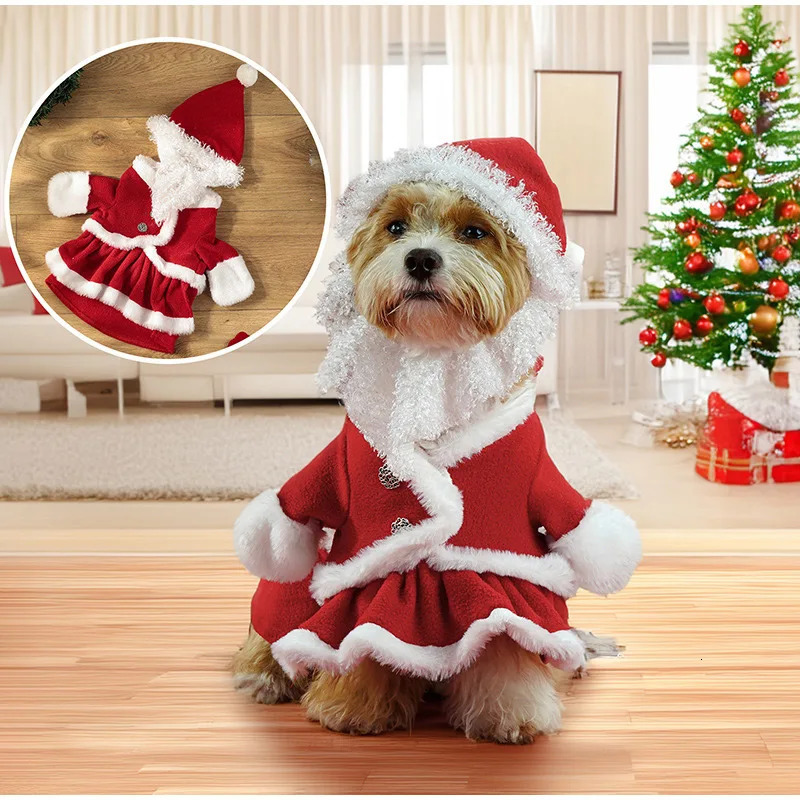 2025 new Dog Winter Fun Santa Claus Christmas Year Party Family Cute Cartoon Set Pet Clothing 241104 free shoping