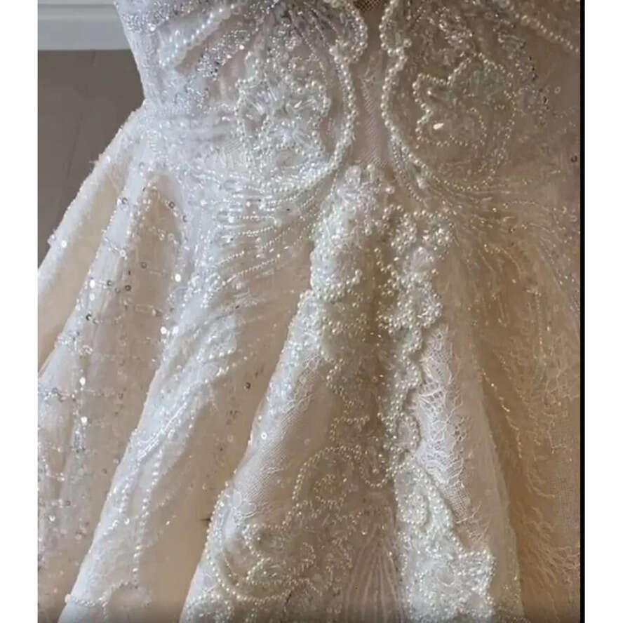 Urious Lace Beaded Wedding Dresses One Shoulder Mermaid Bridal Gowns Crystal Beads Sequin Sweep Train Real Picture Robe De Mariee