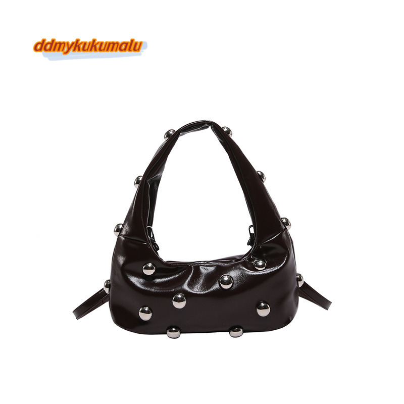 2024 New Riveted Ball Underarm Trendy Fashion, niche Design, Single Personalized Cross Shoulder Women's Bag #29 kukumalu