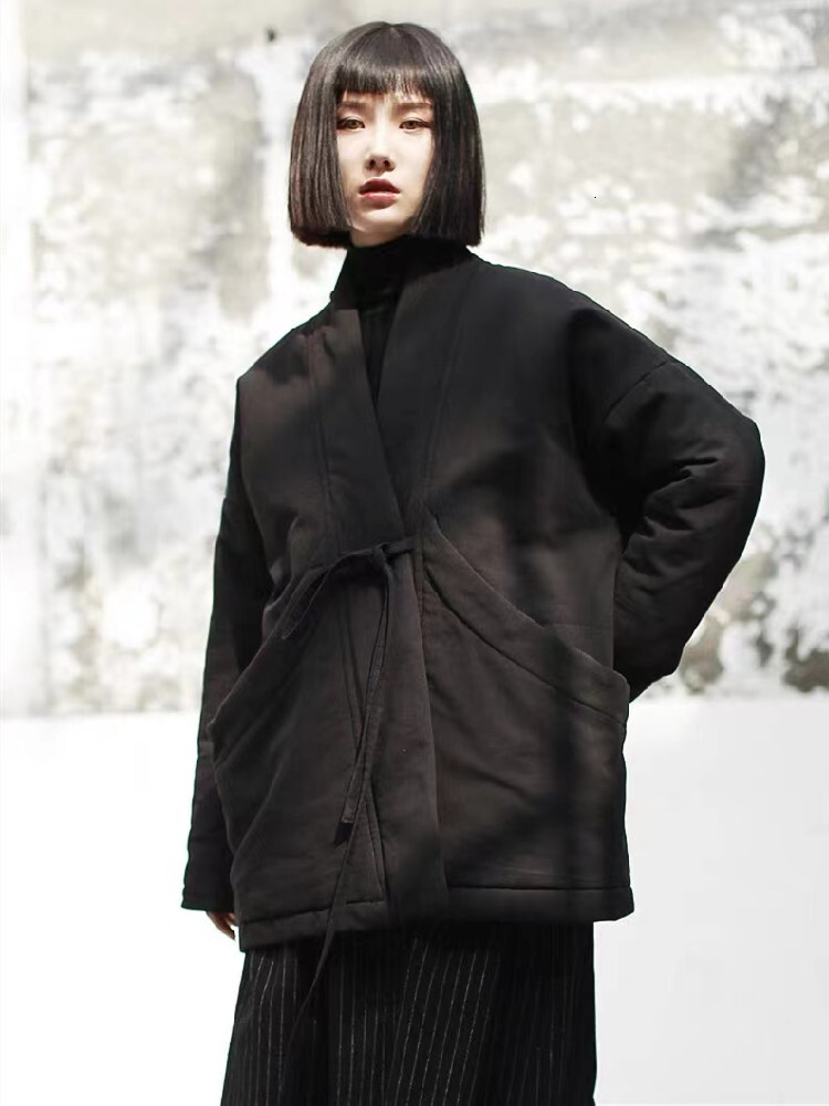 Autumn Winter Black Cotton Padded Oversized Vintage Loose Casual Jackets For Women Coats 2023 Clothes Woman Jacket Coat
