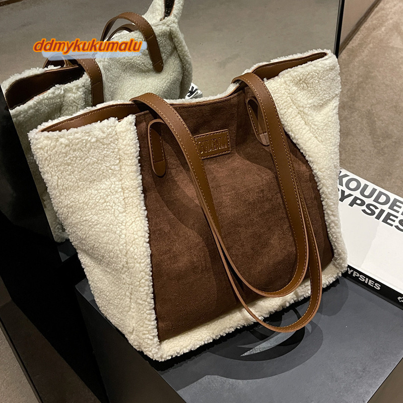 Season Lamb Plush Women's 2024 Autumn/Winter New Frosted Shoulder Bag Commuter #33 kukumalu