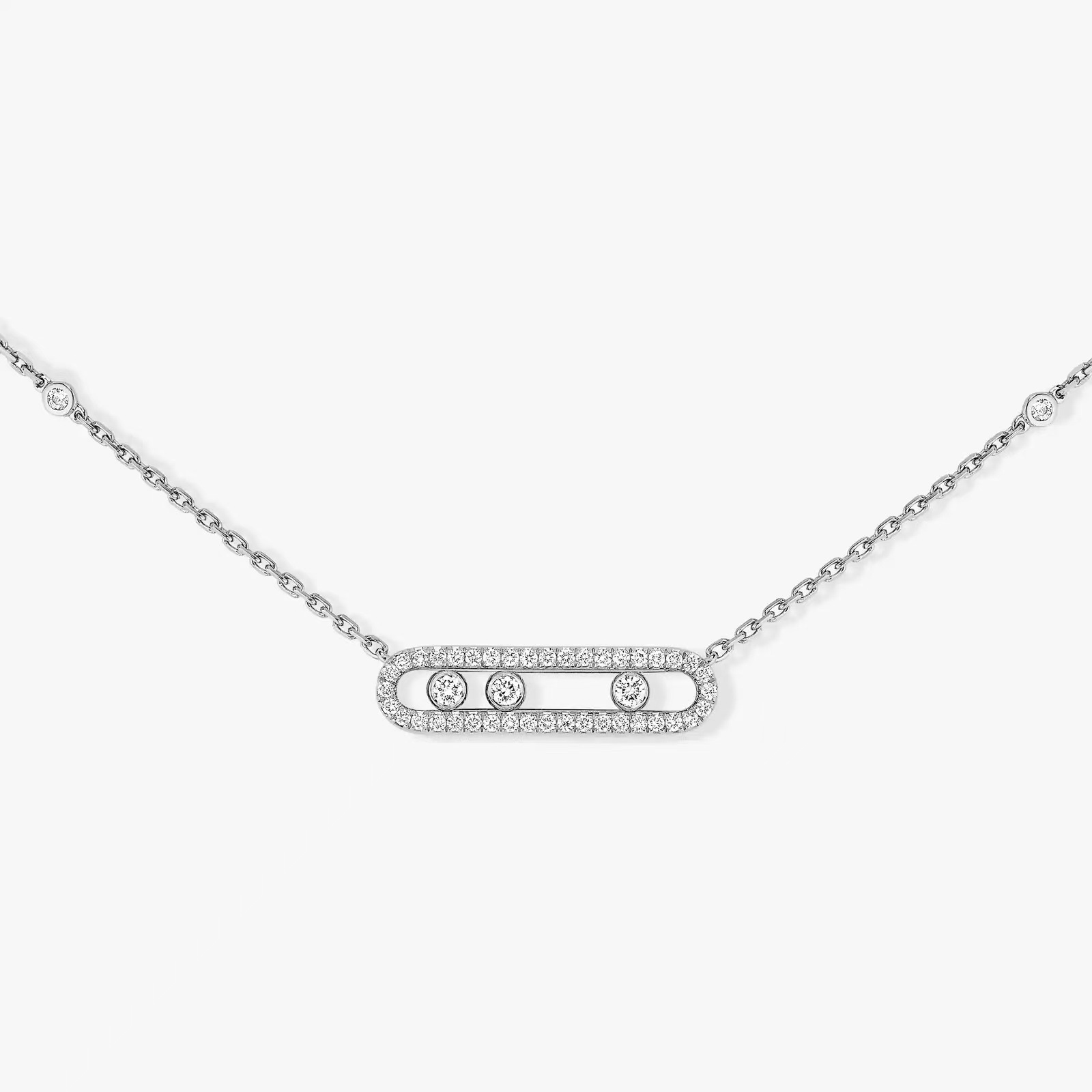 High version three trumpet sliding full diamond necklace niche all-in-one high sense geometric designer pendant jewelry women
