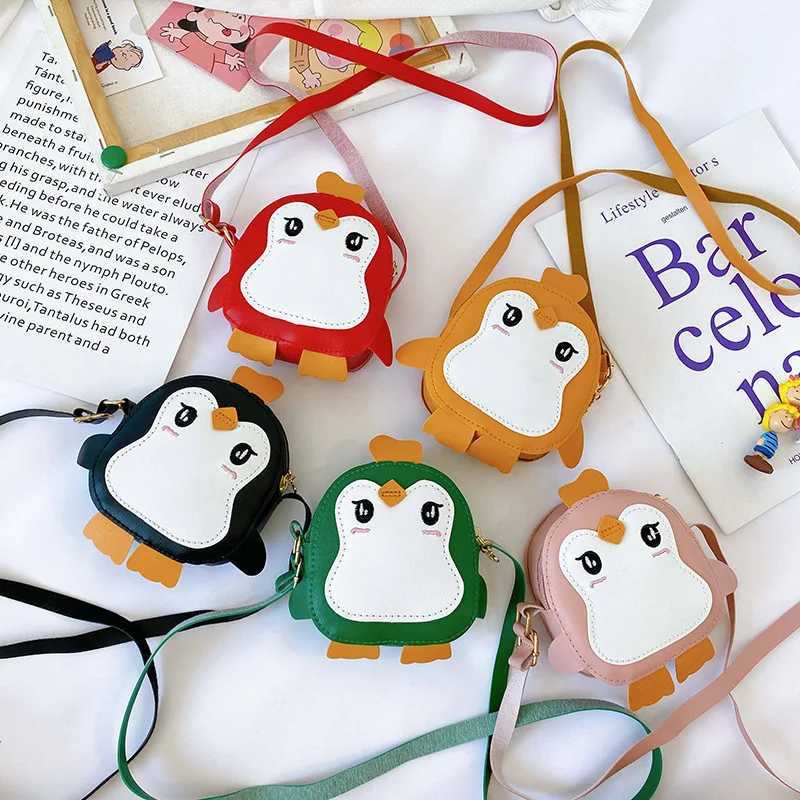 Animal Penguin Shape Shoulder Bag Kids Girls Crossbody Bag Cute Clutch Leather Small Handbag Bags Small Messenger Bag LX241104