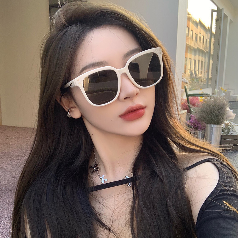 Women New High End Large Face Slimming Sunglasses UV Resistant White Frame Sun Protection For Men F10.19-2.22 d5f86