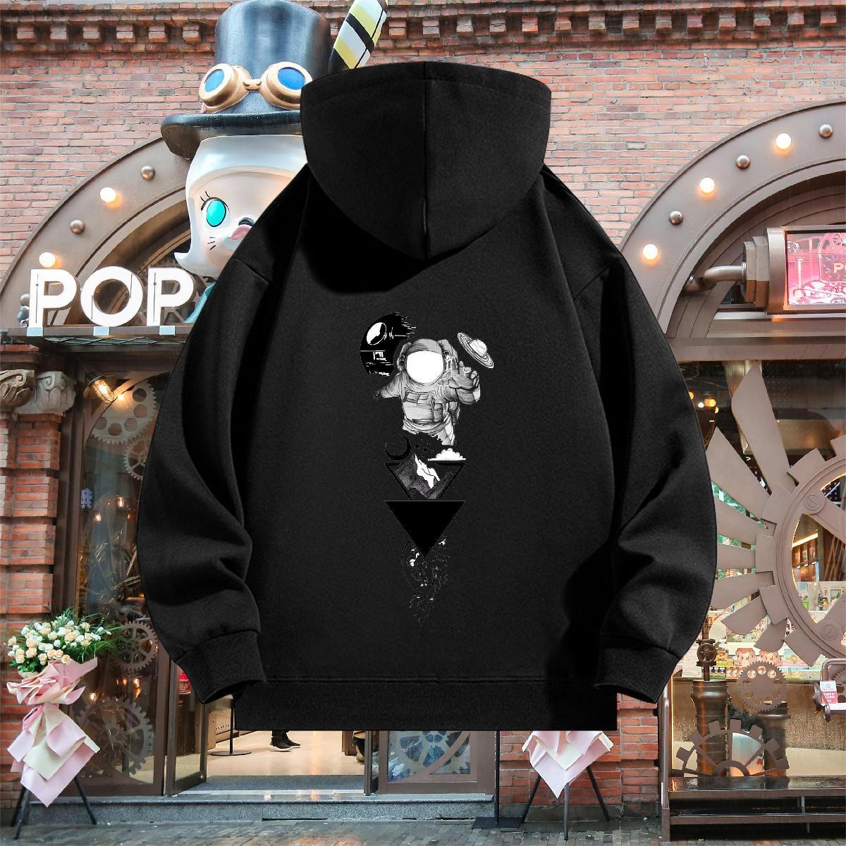 Fashion Casual Hooded Sweatshirt Hooded Collar Long Sleeve Warm Men Hoodie Custom Printed Wear Anime Printing Street Velvet Thick