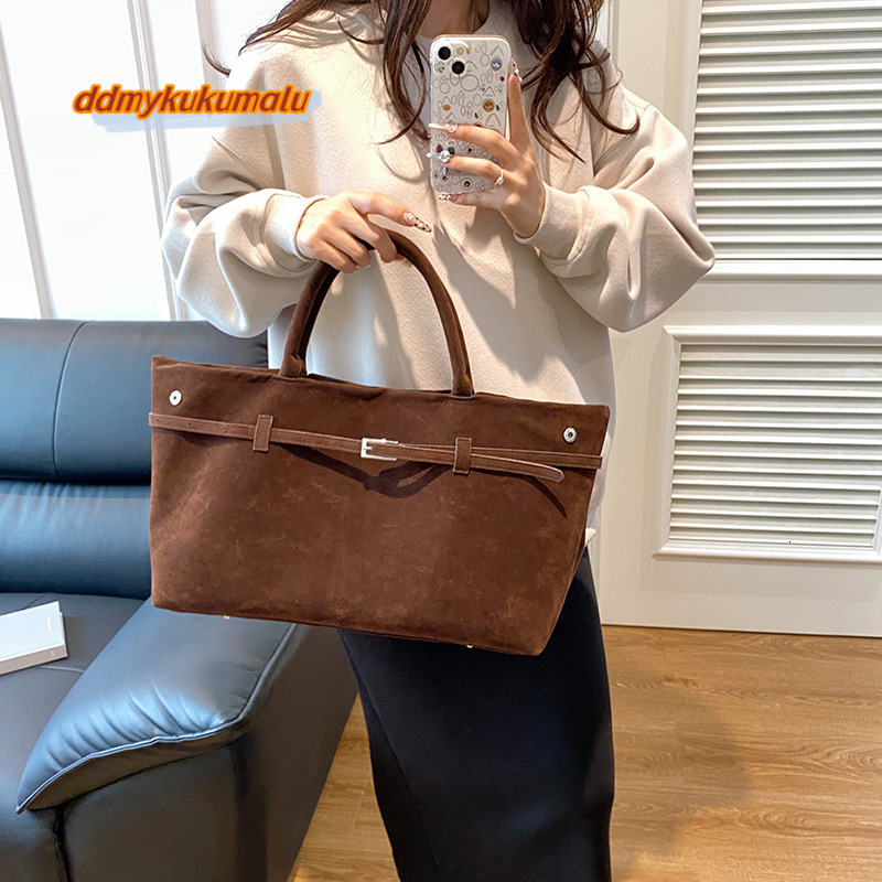 New internet celebrity with fashionable and versatile suede tote design, hand-held single shoulder bag #29 kukumalu