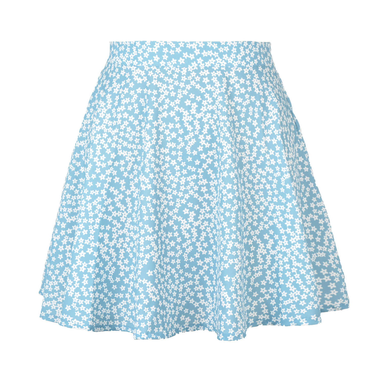 Women Short Bohemian Skirt WoMens Floral Half Pleated Skirts Skirt Chiffon Printed Umbrella Skirt Fresh And Sweet Invisible Zipper Short Skirt 241023