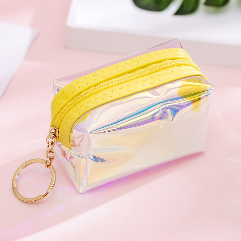 New Korean Instagram Girl Heart Transparent Laser Zero Wallet Student Mini Coin Keychain Bag