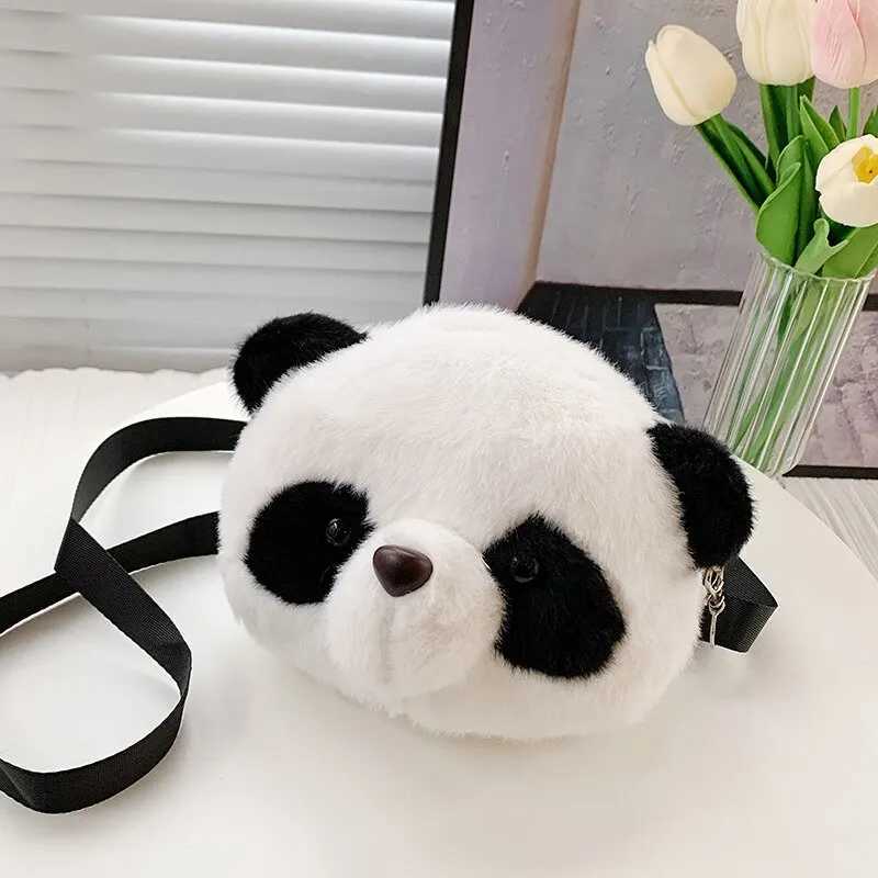 Cute Plush Crossbody Bag Panda Backpacks One Shoulder Diagonal Wallet Stuffed Animals Toy Coin Purse Kids Birthday Gift LX241104