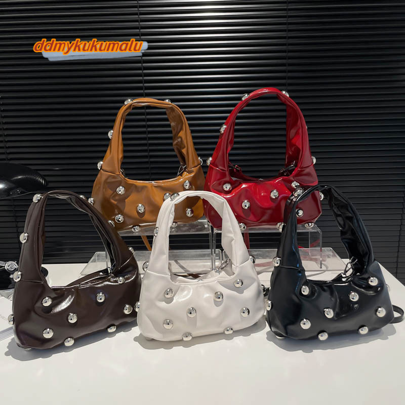 Fashionable and versatile rivet handbag for women 2024 new simple underarm bag, popular single shoulder commuting bag #28 kukumalu