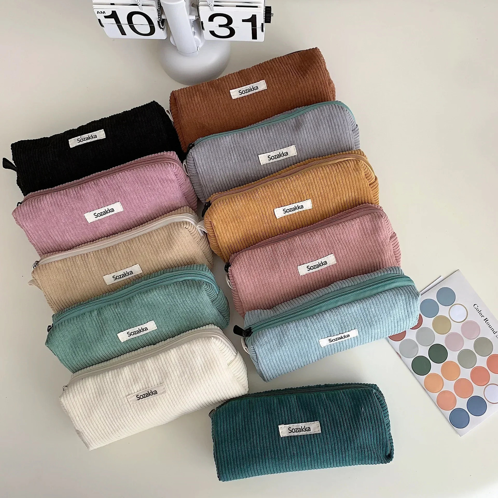 Large Capacity Pencil Case Stationery Pen Corduroy Pencilcase School Supplies Pouch Back To 241029