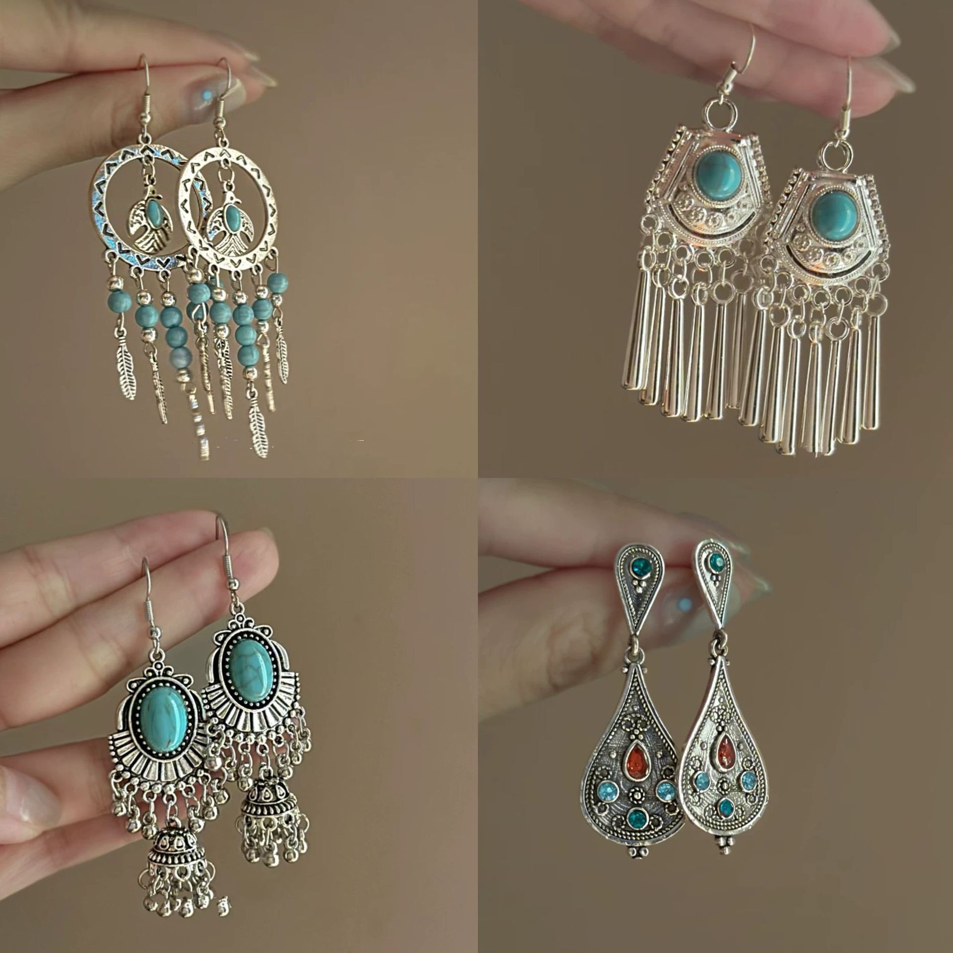 Sier Needle Ethnic Style Artificial Crystal Feather Tassel Personalized Design Light Commuter Earrings F10.14-4.05 4e93f