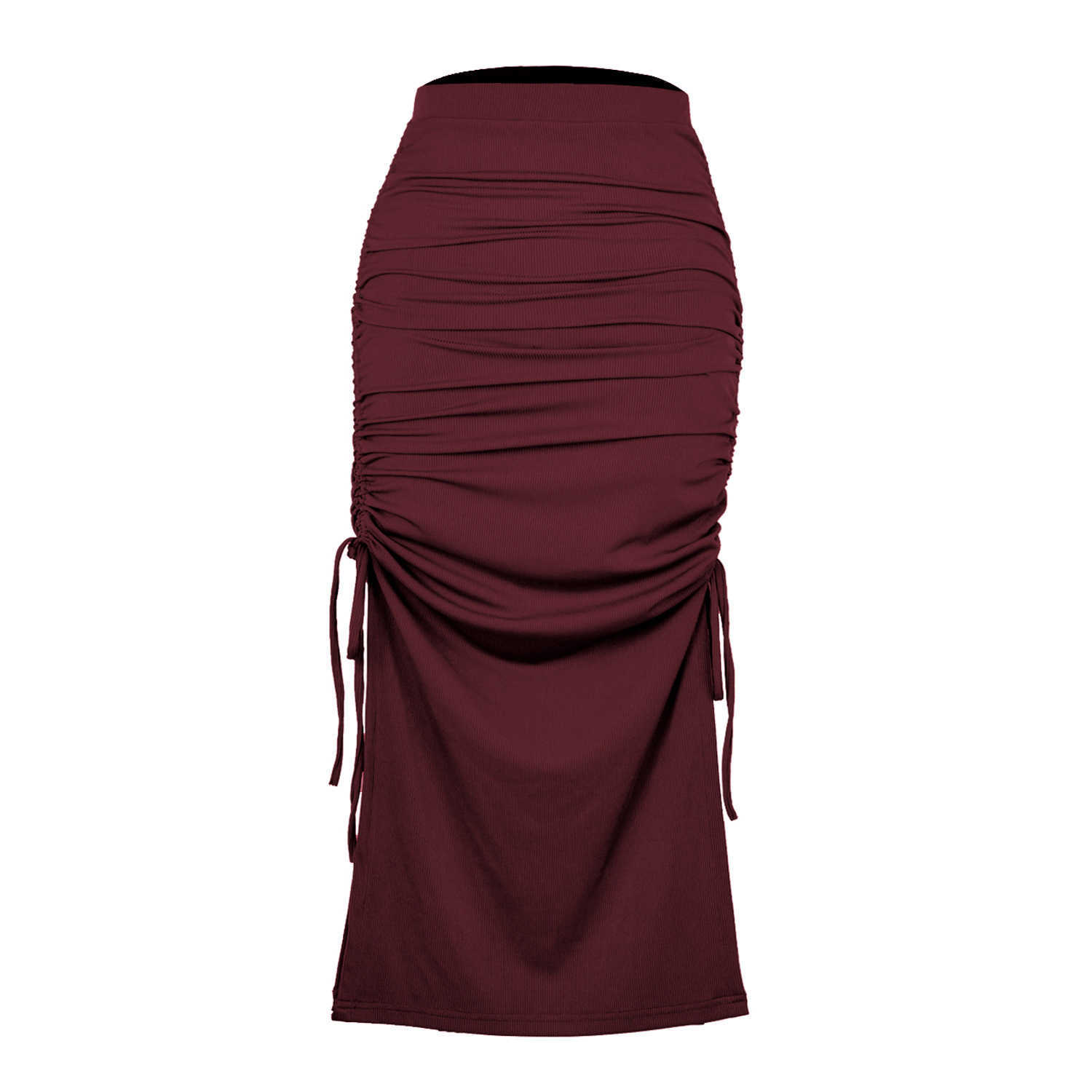 Women Long Skirt Split Knit Slim Skirt Fashion Pleated Lace Up Sexy Hip Wrap Dress WoMens Dress Career Skirts 241023