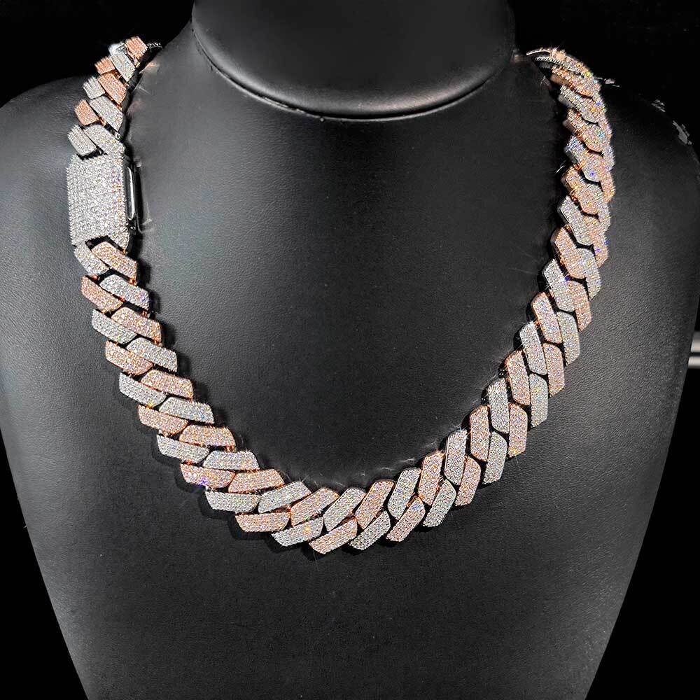 Hip Hop Jewelry 20mm Thick k Crystal Miami Gold Sier Two Color Iced Out CZ Cuban Chain Necklace