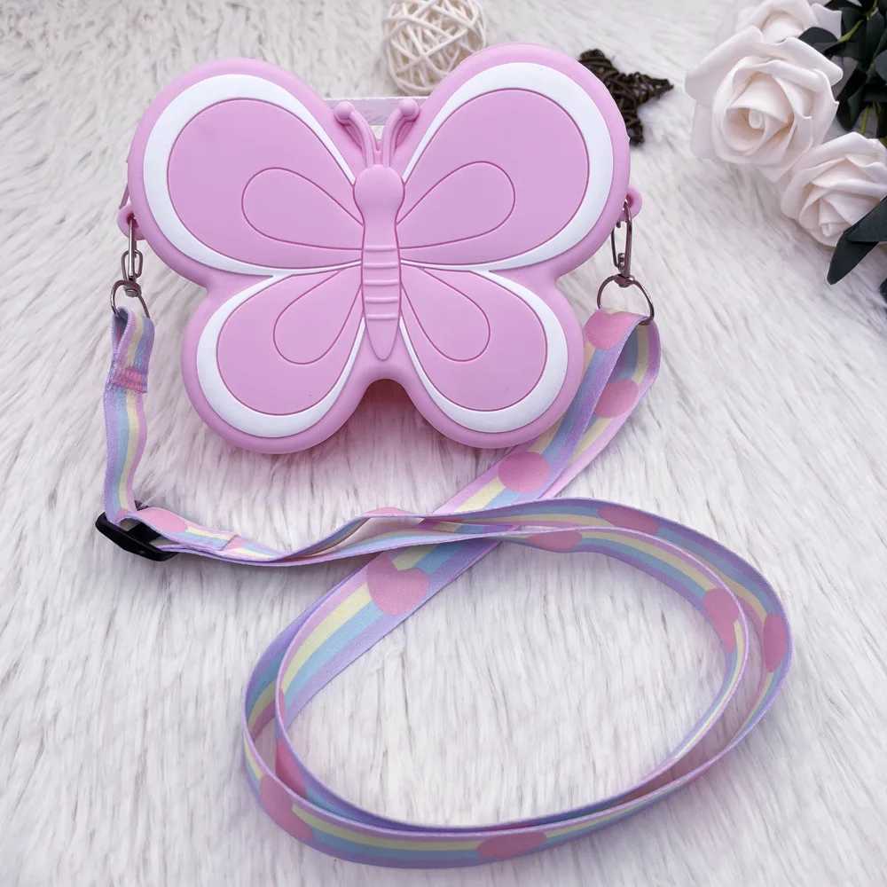 Butterfly Crossbody Bag Children Silicone Phone Pouch Shoulder Bags Satchel Girls Lovely Purse Animal Handbags Wallets LX241104