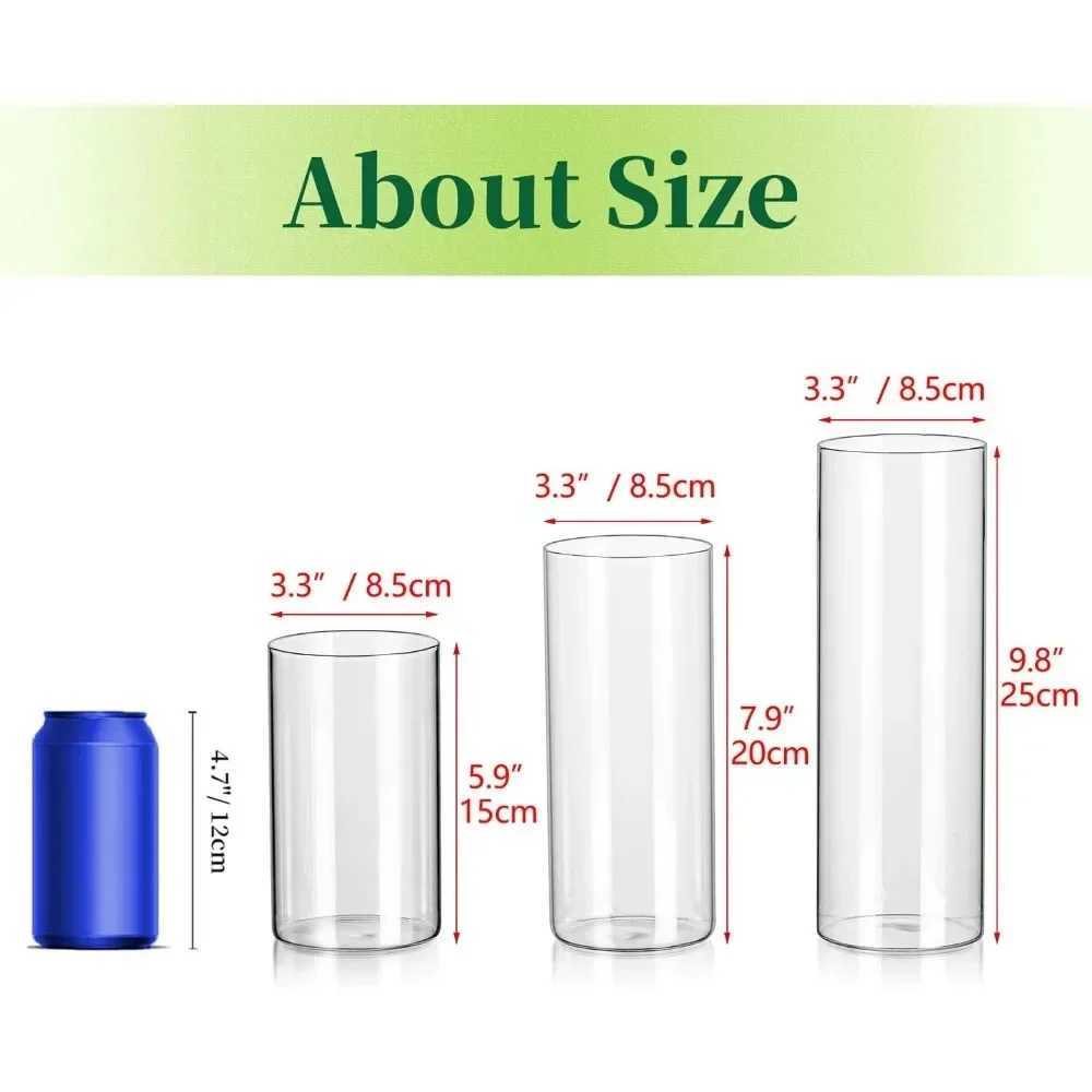 s Glass Cylinder Vases Set of 24 Tall Clear Vase for Centerpieces Glass Hurricane Candle Holders for Pillar or Floating Candles S241144