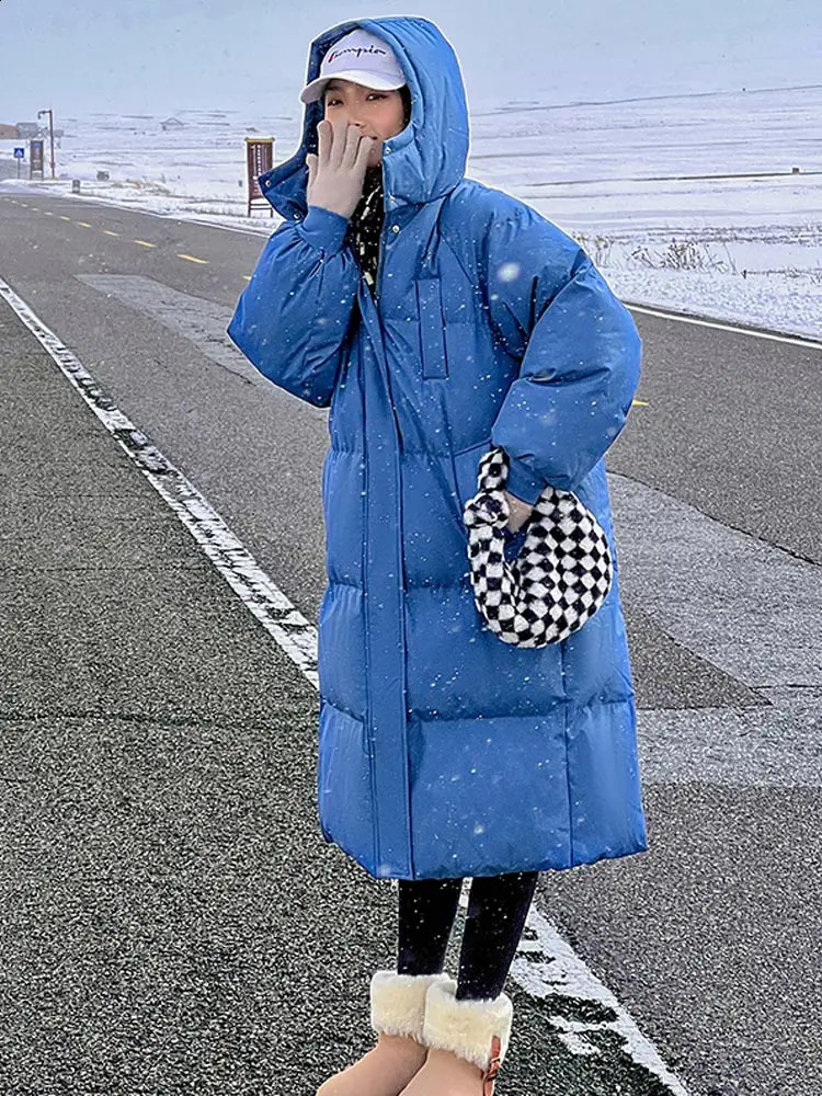 Vielleicht 2024 Korean Jacket Women Winter X-long Parkas Solid Hooded Thicken Warm Female Snow Wear Coat Padded Loose Clothes 241105