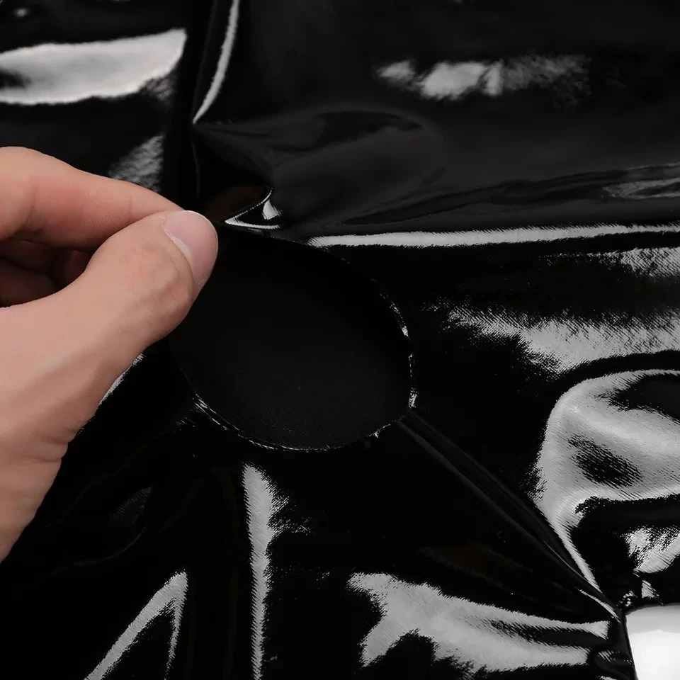 Mens Sexy Open Crotch Shiny Casual Leather Pants For Sex Glossy PVC Latex Crotchless Boxer Male Erotic Bottom Underwear 241105
