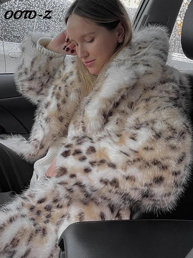Women's Fur Leopard Print Faux Coat Fashion Full Sleeve Single-Breasted Female Coats Winter Warm Thicken Outwears