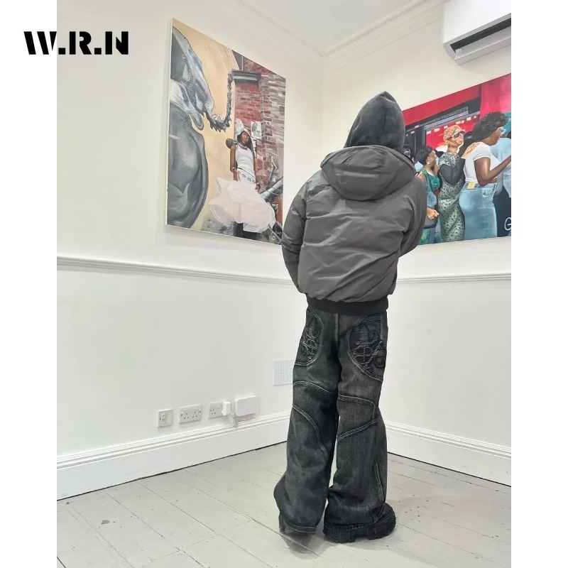 Unisex Retro Streetwear Washed Loose Women's Haruku Trendy High Waisted Jeans Emo Punk Y2k Wide Leg Pant