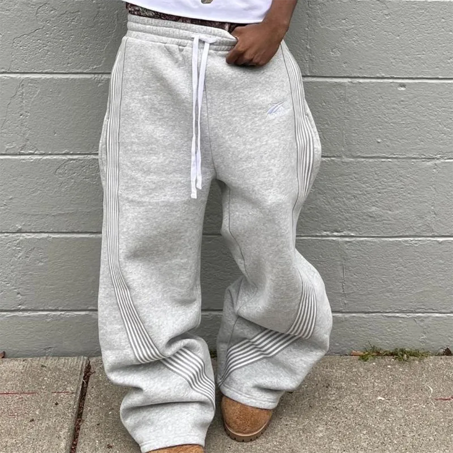 Men's Pants American Retro Sweatpants Side Stripes Contrasting Color Stitching Straight-leg Loose Hip-hop Casual Versatile Trousers Z260315