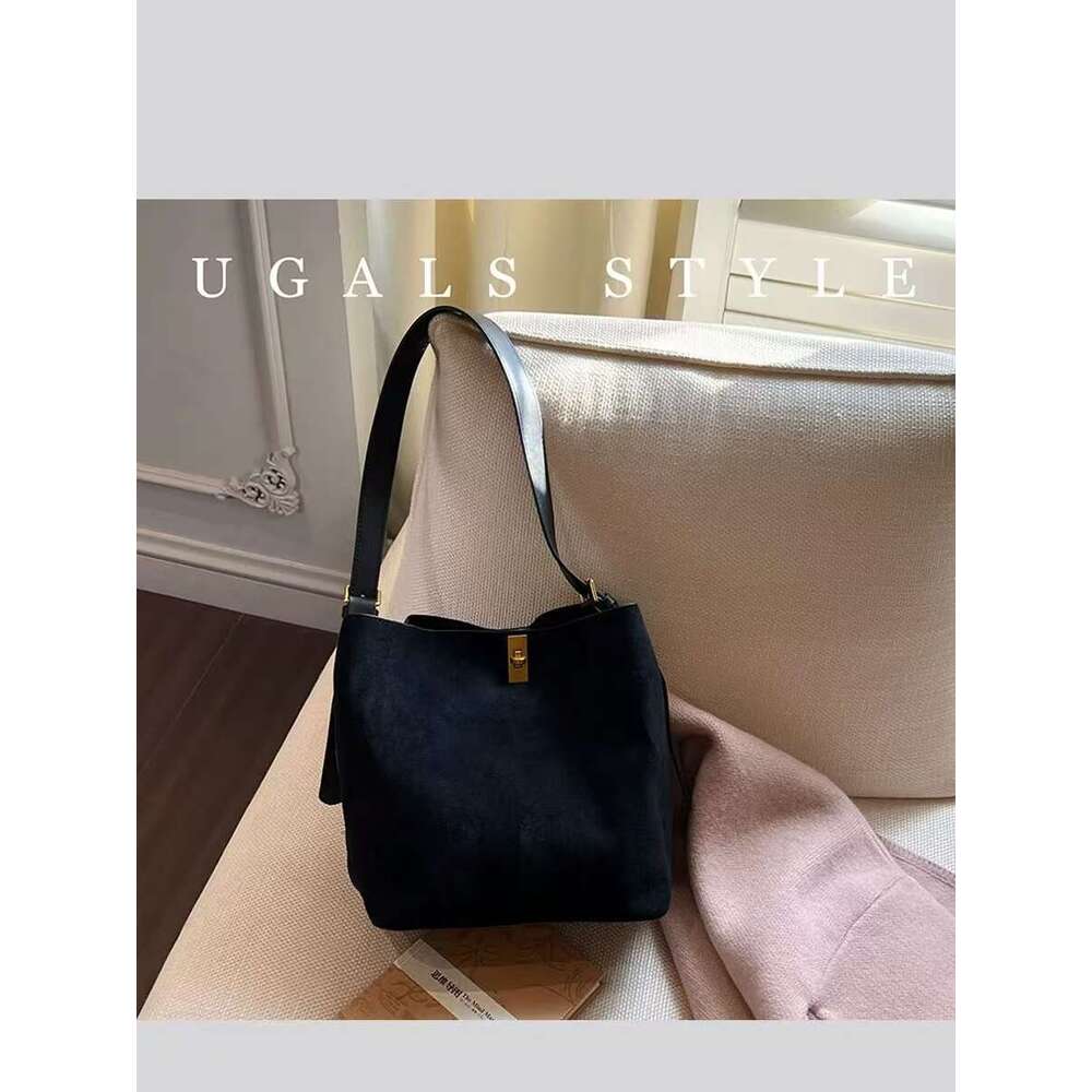 Autumn Winter Large Capacity Veet Bucket Women's Handbag Lady Purse Shoulder Underarm Female Casual Composite Bag