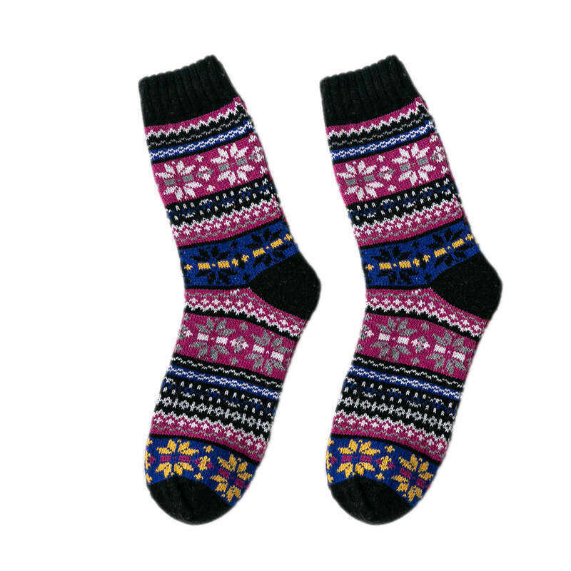 shanshi men socks Winter New Men's Rabbit Wool Thickened Thick Thread Octagonal Flower Ethnic Style Women's Socks