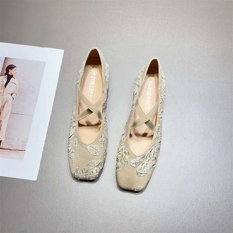 Chinese Style Qipao Fashion New Spring And Autumn Mary Jane Women's Embroidered Low Heel Cross Ballet Single Shoes