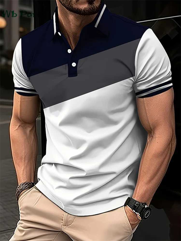 Colorblocking Mens Shirt Fashion Stripe Printed Mens Shirt Mens Collar Short Slip T-shirt Designer Mens Clothing W241104