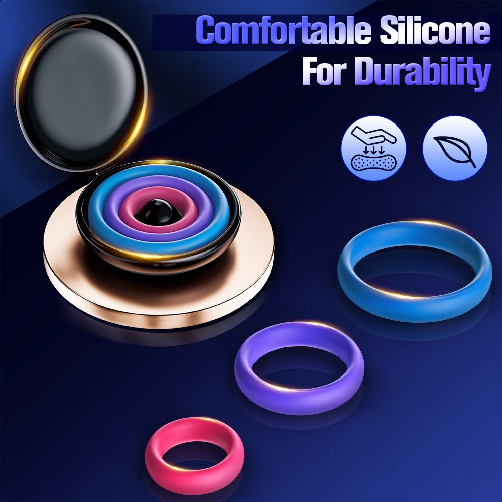 3Pcs Penis Ring For Men Dick Delayed Ejaculation Enhance Erection Cock Lasting Trainer Semen Lock Reusable Adult Sex Toys 241105