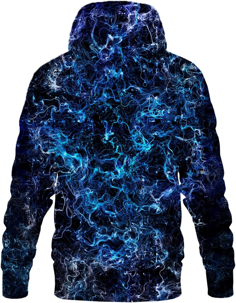 Hoodie for Mens Womens Unisex 3D Novelty Hoodies Cool Graphic Pullover Sweatshirts with Pockets Graphic Hoodies sweatshirt dark blue