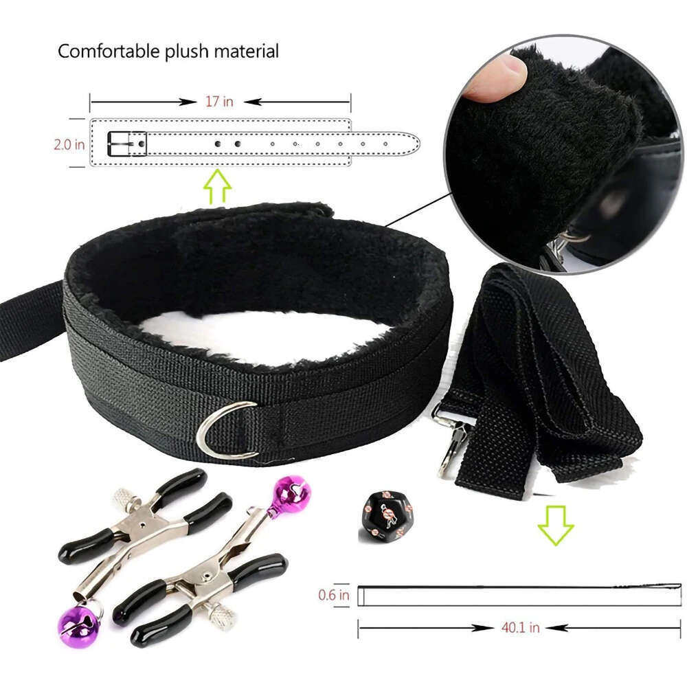 Bed Bondage Set BDSM Kits Exotic Toys For Adults Games Leather Handcuffs Whip Gag Nipple Clamps Women Sex Products