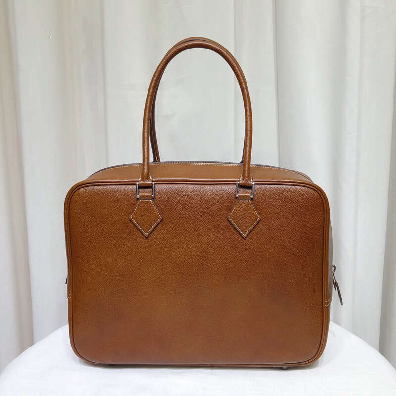 Designer Bag Genuine Leather Handbag 32Cm Feather Bag Retro Style Briefcase High-Capacity Texture Saddle Leather Style Commuter Bag Woman