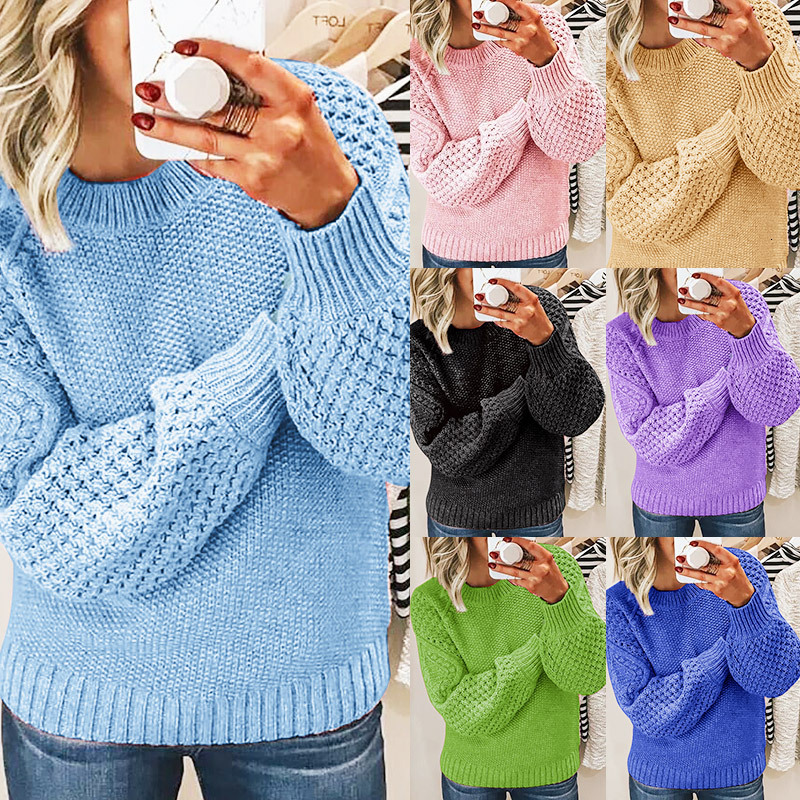 New Thickened Warm Sweater Versatile Solid Color Outer Wear Knitted Pullover Top Women's Minority Design Knit Shirt