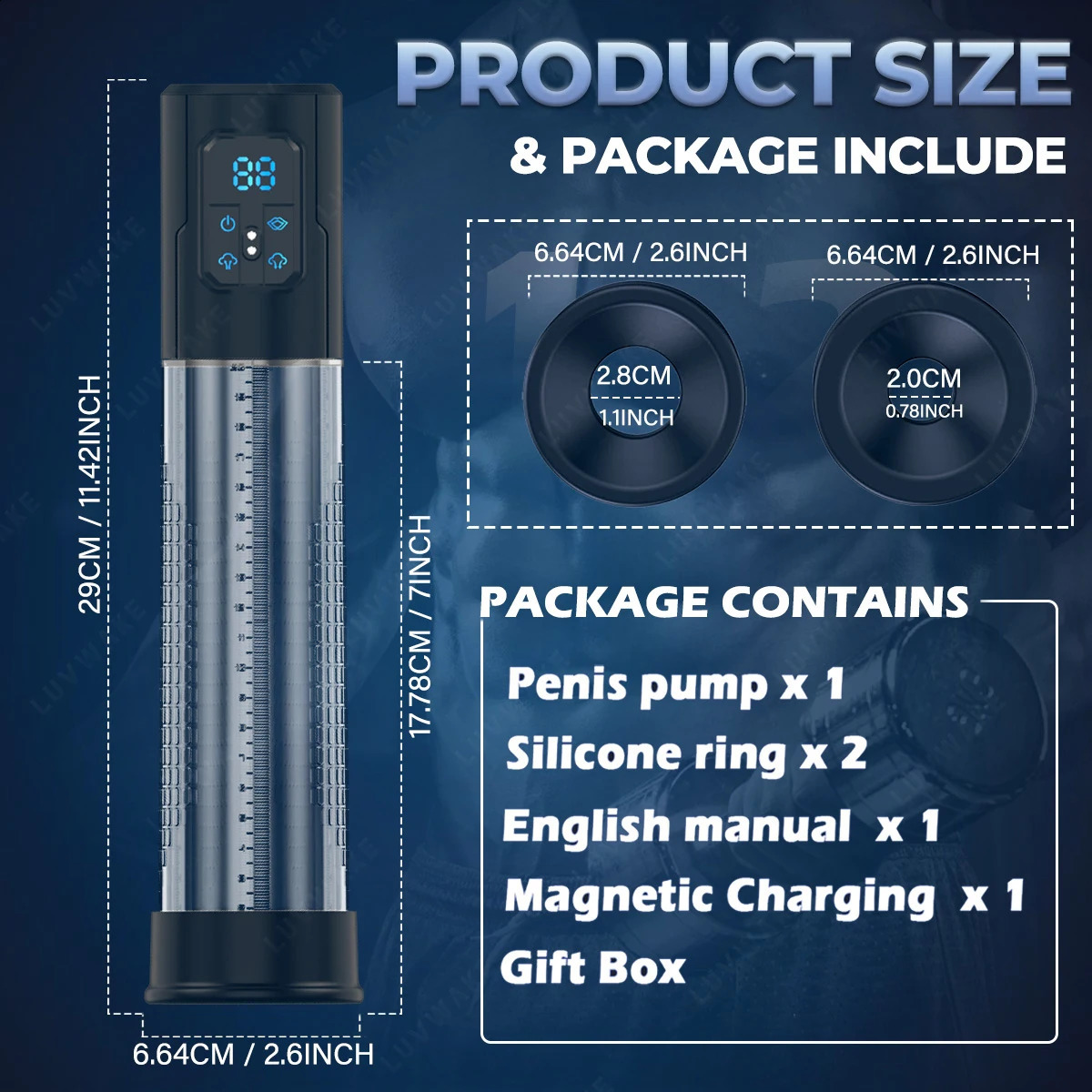 LUVWAKE Electric Penis Pump IPX7 Waterproof Dick Enlarger for Men Vacuum Automatic Male Masturbator Bigger 241105 - view 7