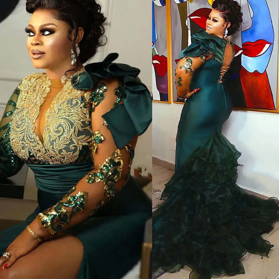 Arabic Aso Ebi Urious Mermaid Prom Dresses Lace Beaded Evening Formal Party Second Reception Birthday Engagement Gowns Dress ZJ